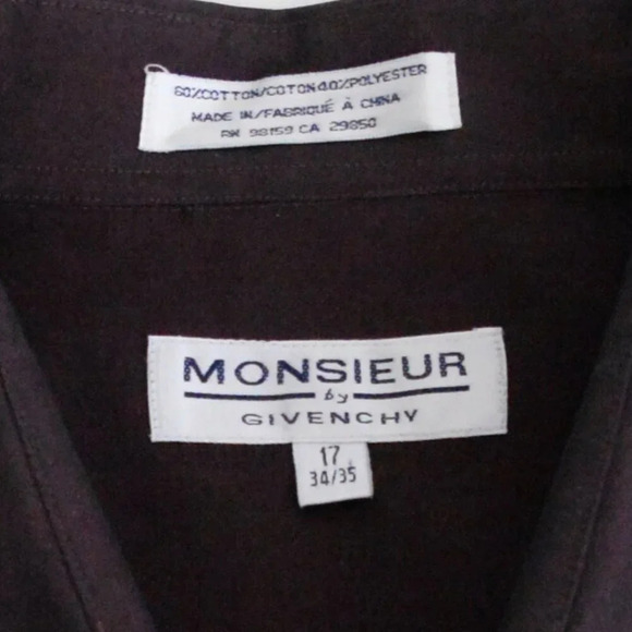 Givenchy Monsieur Deep Purple Cotton  Blend Button Down Dress Shirt Size 17 1/2 - Picture 10 of 10